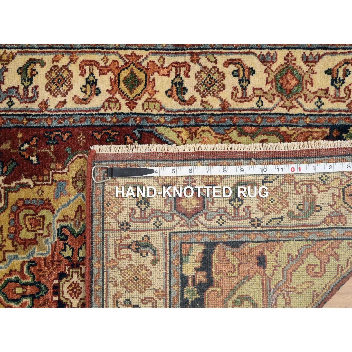 2'5"X20'1" Red Antiqued Fine Heris Wool Hand Knotted Xl Runner Rug