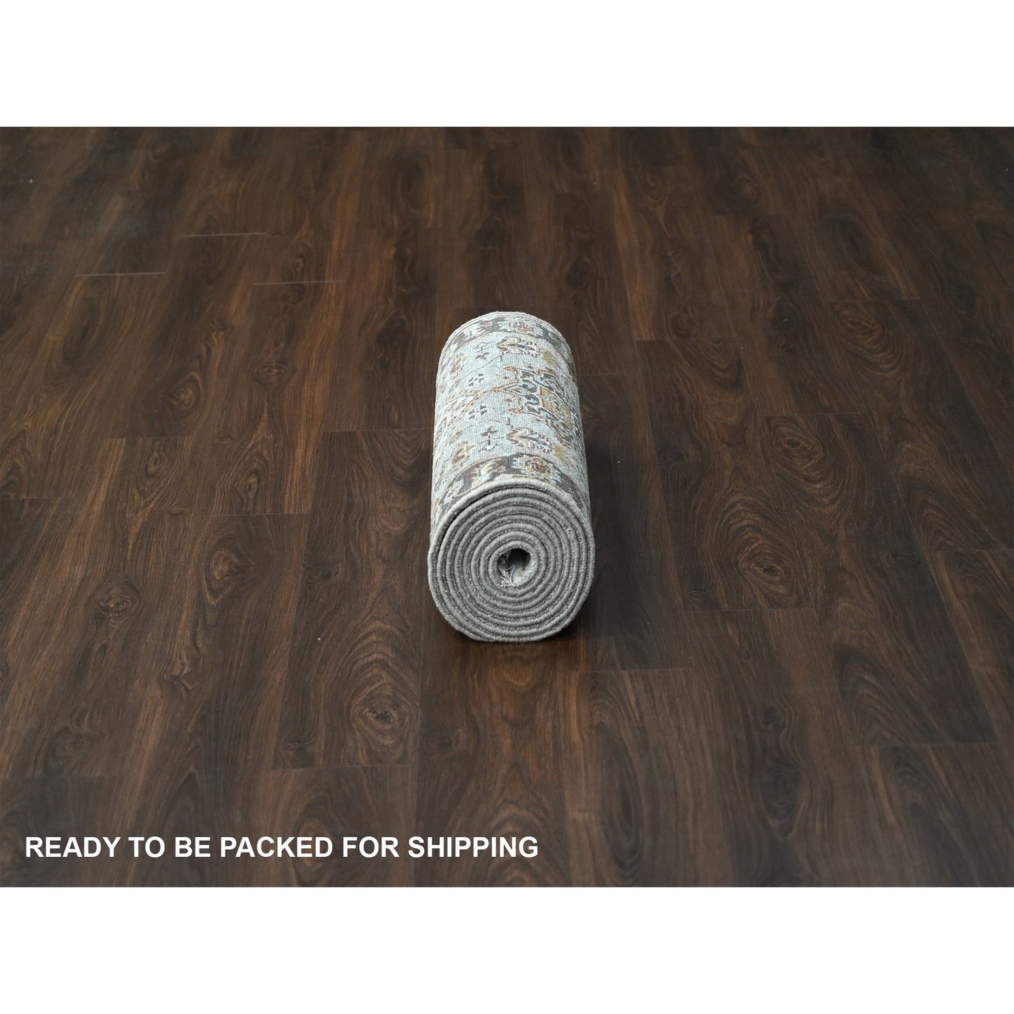 2'8"X12' Timberwolf Gray Karjihooz Design Hand Knotted Wool Runner Rug