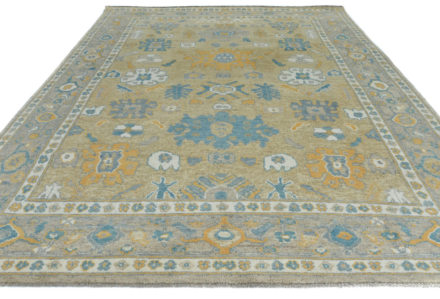 Oushak Pakistan Oriental Rug Muted Colors Floral