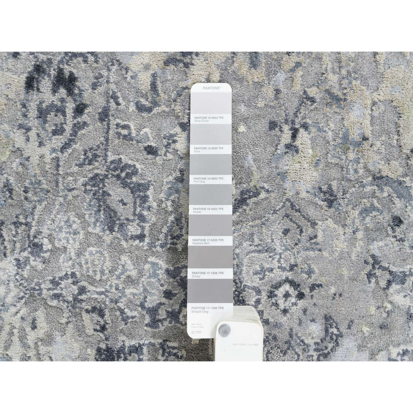 3'10"X6' Gray Broken Kishoon Design Wool With Pure Silk Hand Knotted Rug