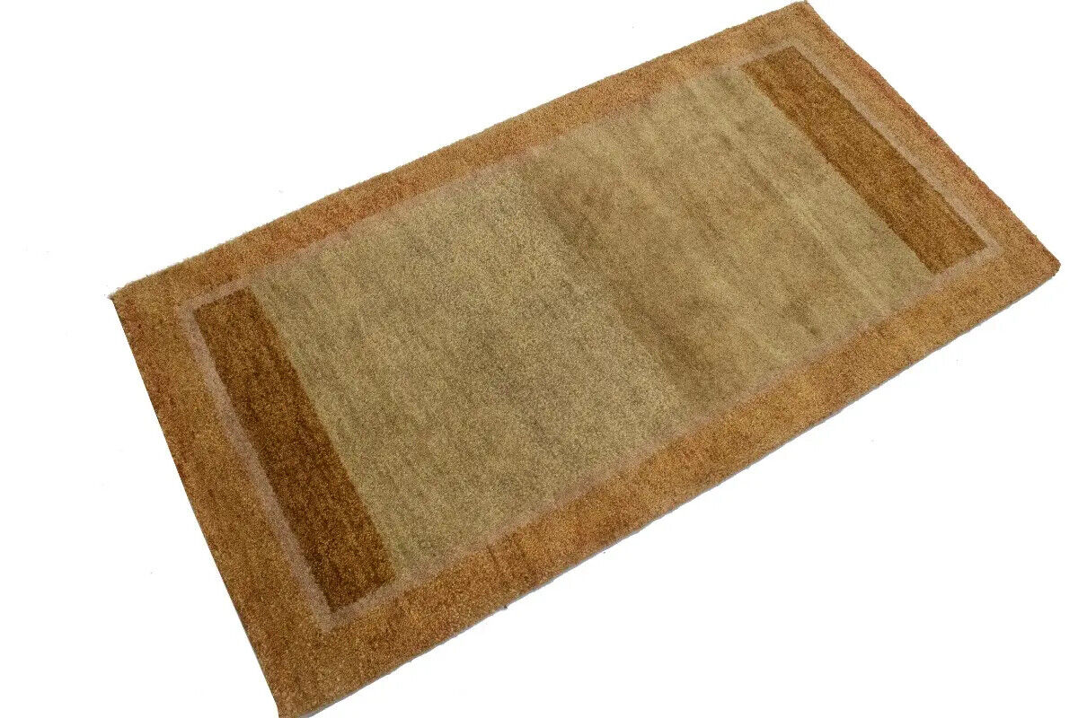 Small Beige And Rust Gabbeh Rug Tribal Design