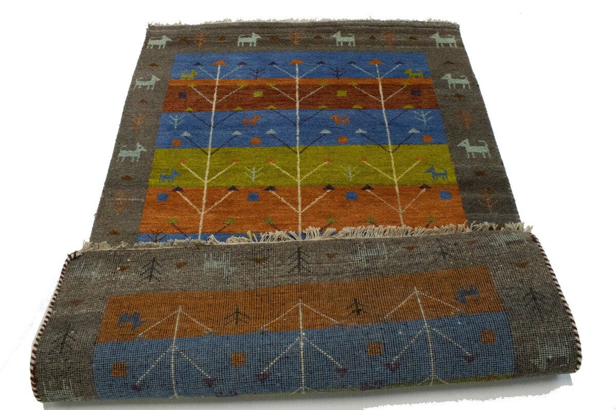 Modern Multicolored Pictorial Tribal Gabbeh Rug