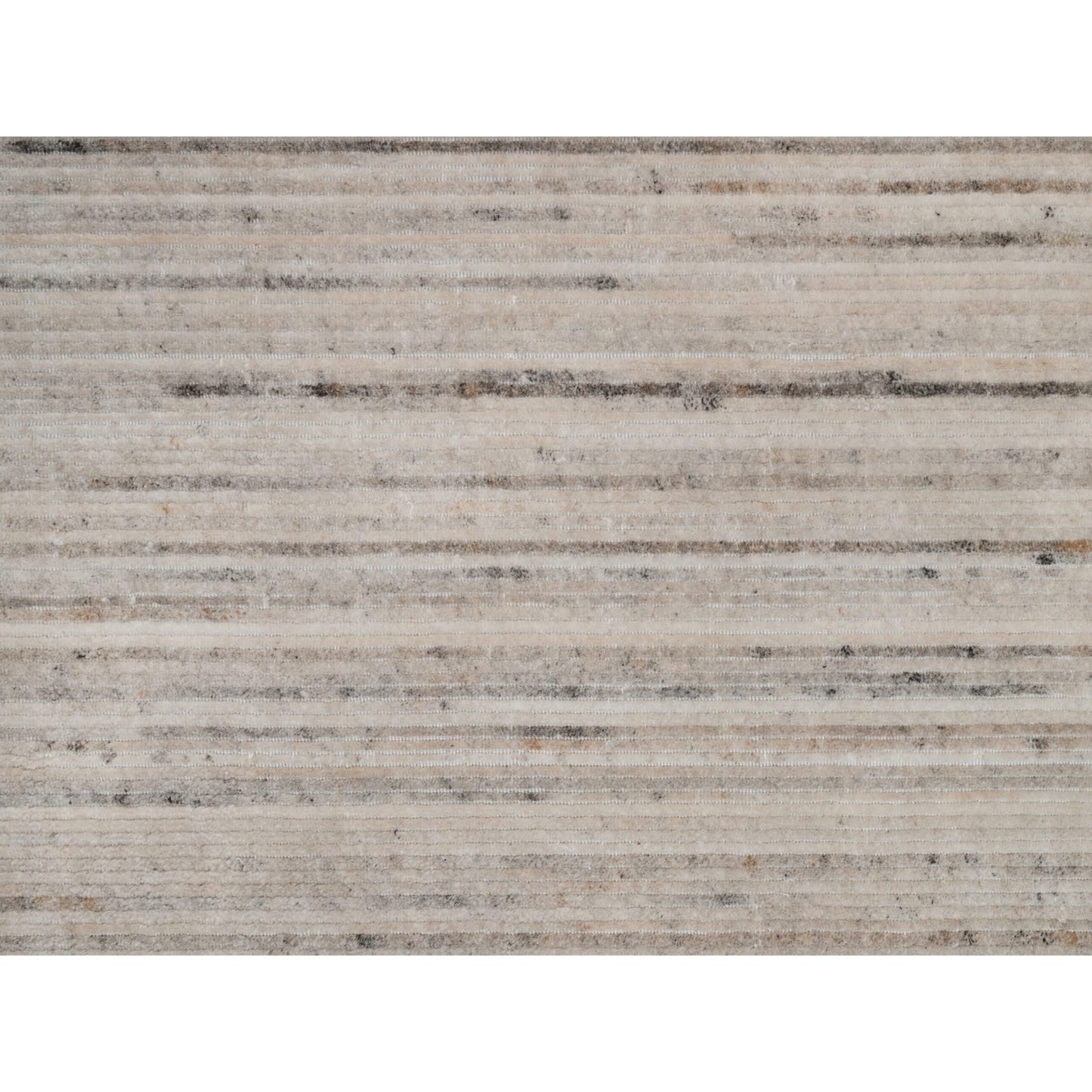 5'X8' White Variegated Textured Modern Design Pure Wool Hand Loomed Rug