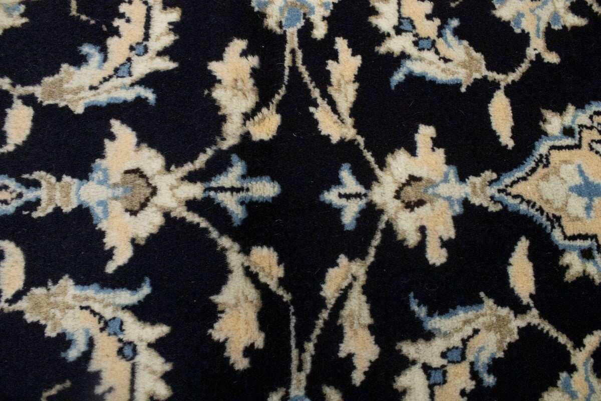 Handmade Wool Nain Runner Rug Classic Navy Floral