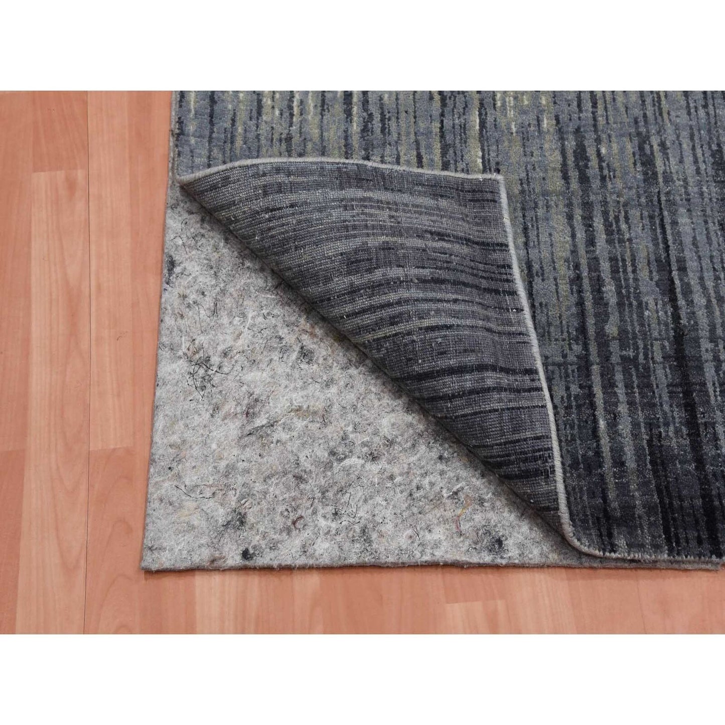 2'6"X8' Gray And Black Hand Knotted Modern Ombre Design Wool Runner Rug