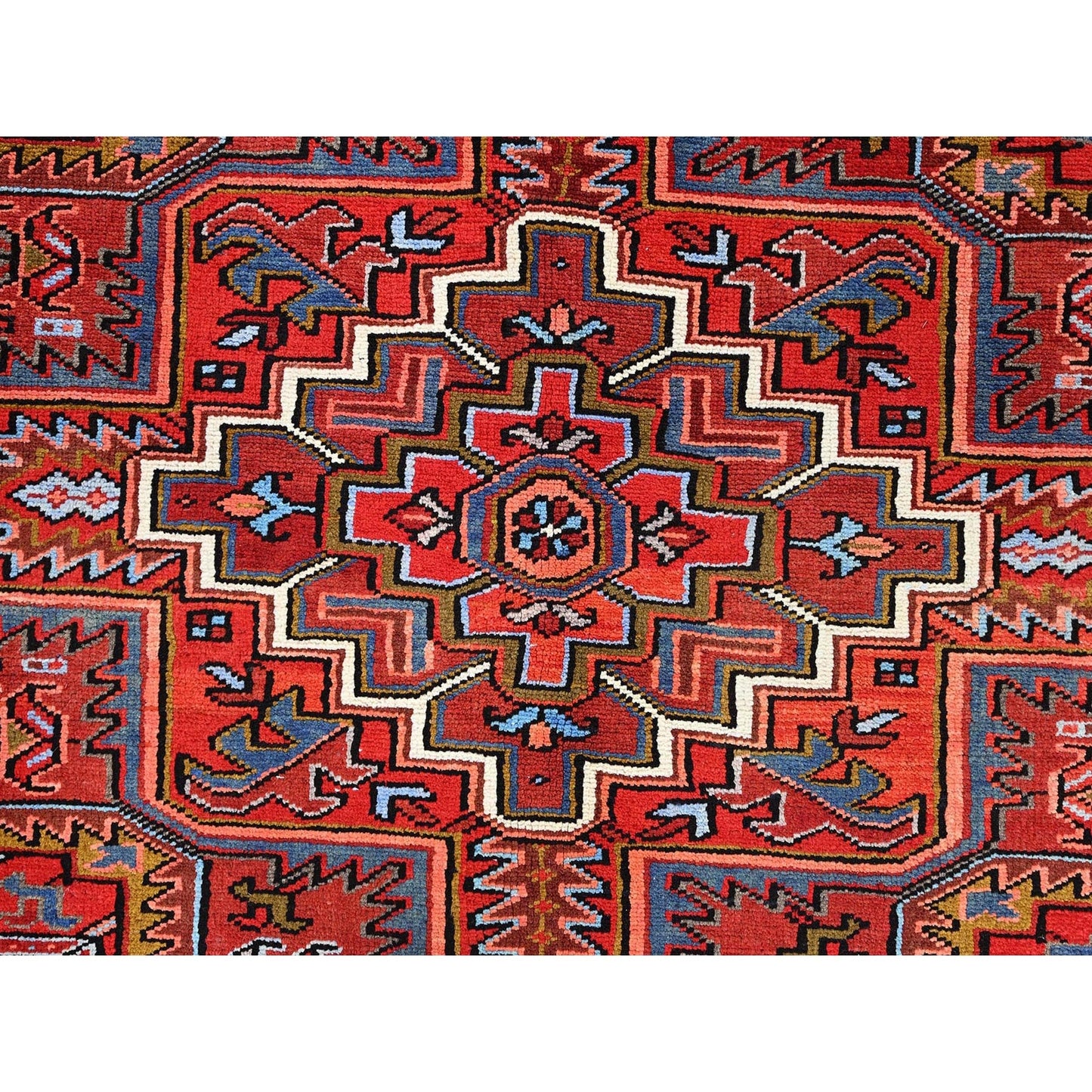 10'X12'8" Barn Red Vintage Zoroastrian Heris Pure Wool Hand Knotted Rug