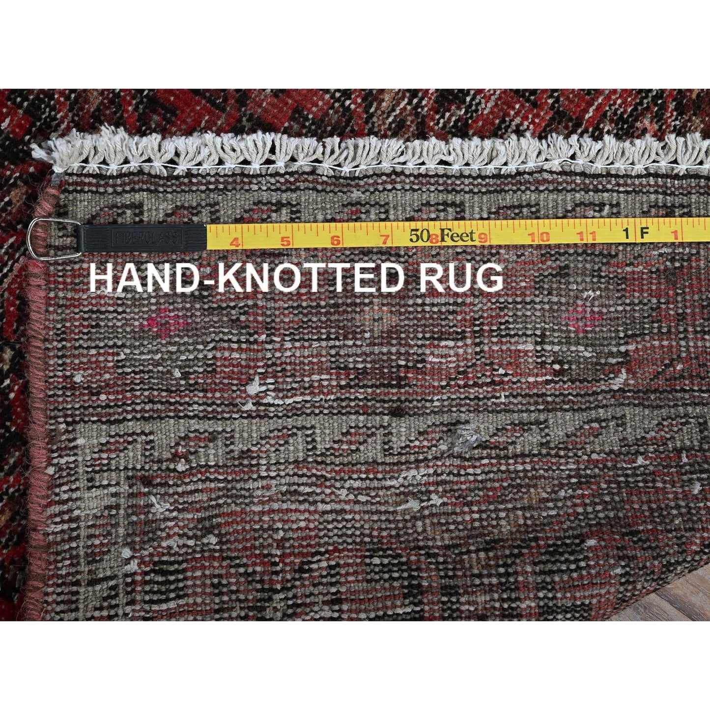 2'X7'7" Auburn Red Vintage Zoroastrian Balooch Hand Knotted Wool Runner Rug