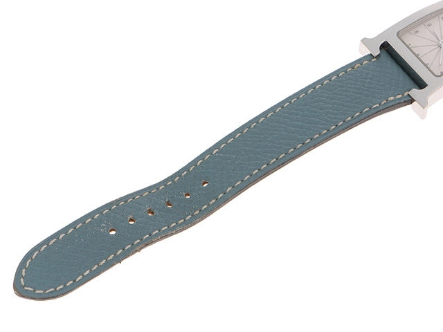 Hermes H Watch Hh1.210 Leather Quartz Silver Color