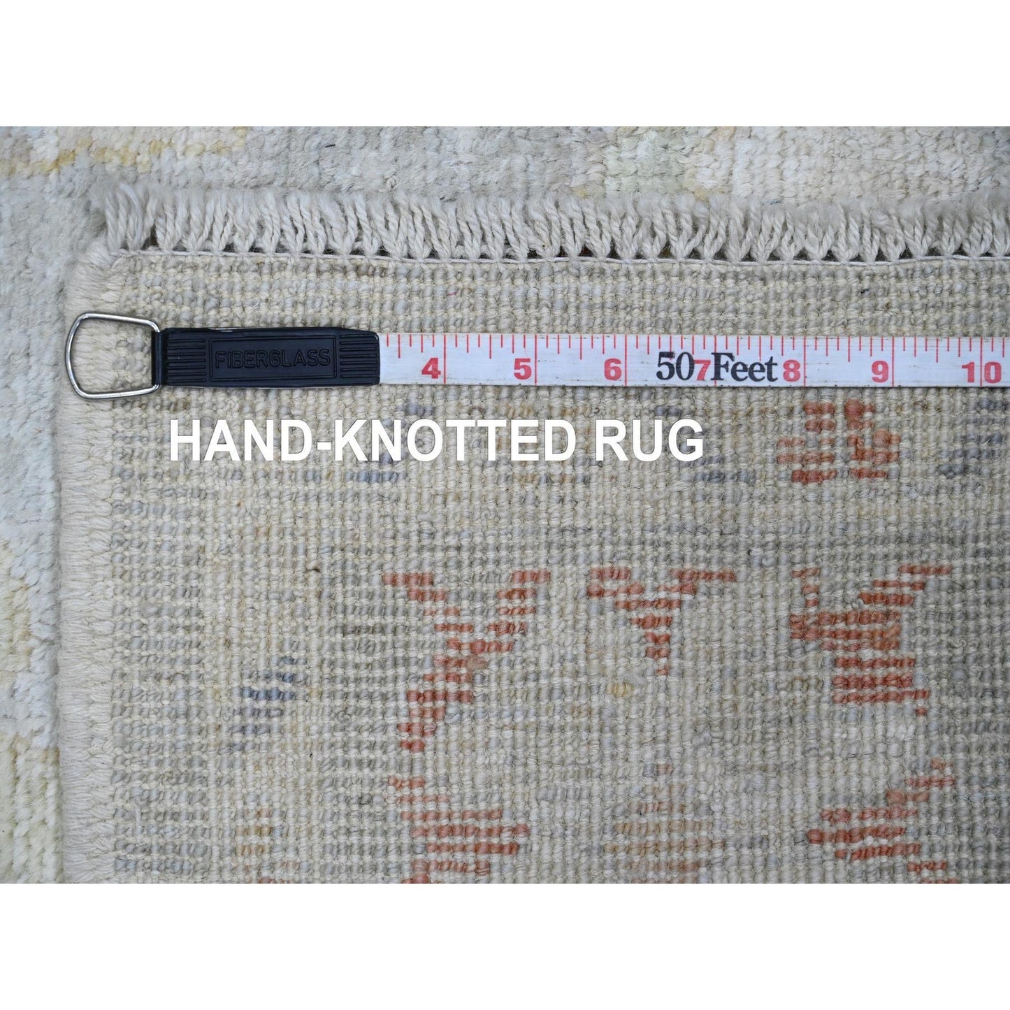 4'9"X7'1" Gray Hand Knotted Afghan Angora Oushak Leaf Design All Wool Rug