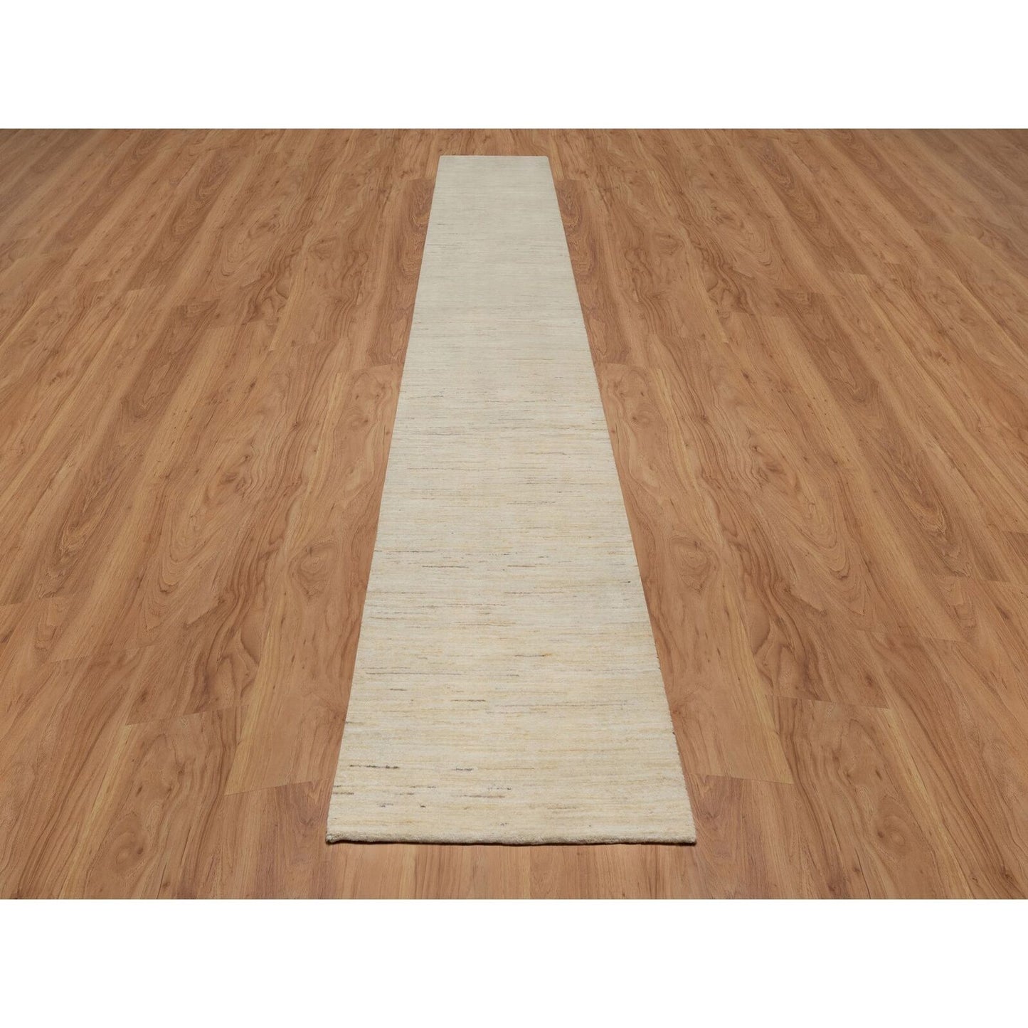 2'8"X16' White Modern Plain Design Pure Wool Hand Knotted Xl Runner Rug
