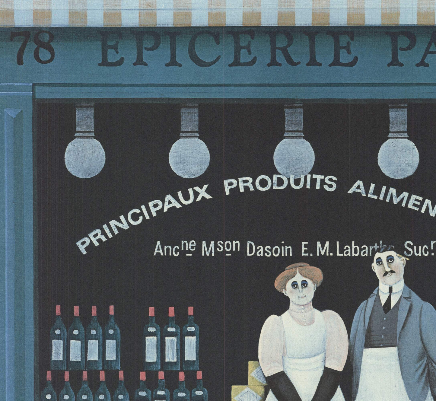 Jan Balet Epicerie Parisienne Signed " Lithograph Folk Art