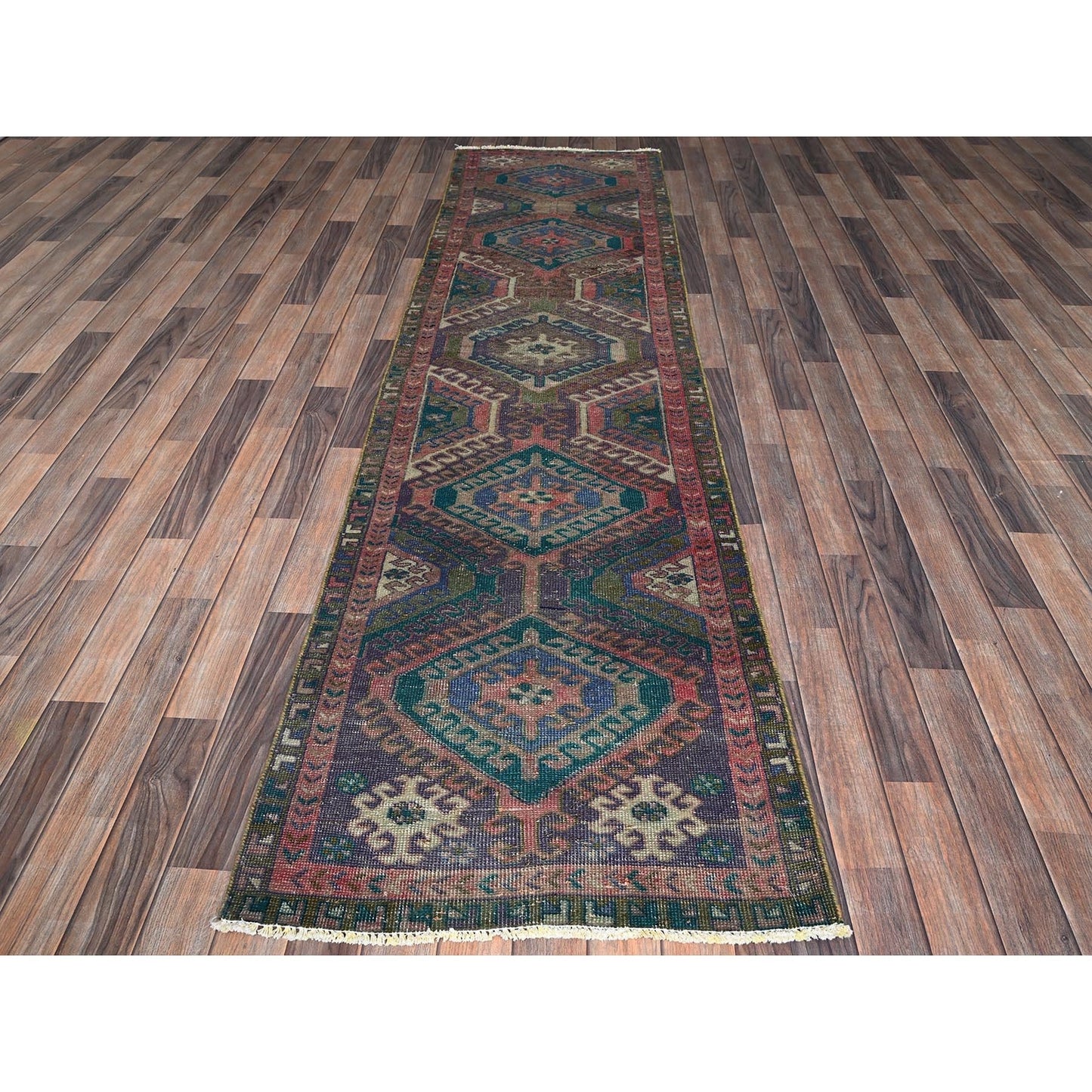 2'7"X9'10" Pink Overdyed Vintage Zoroastrian Hand Knotted Wool Runner Rug
