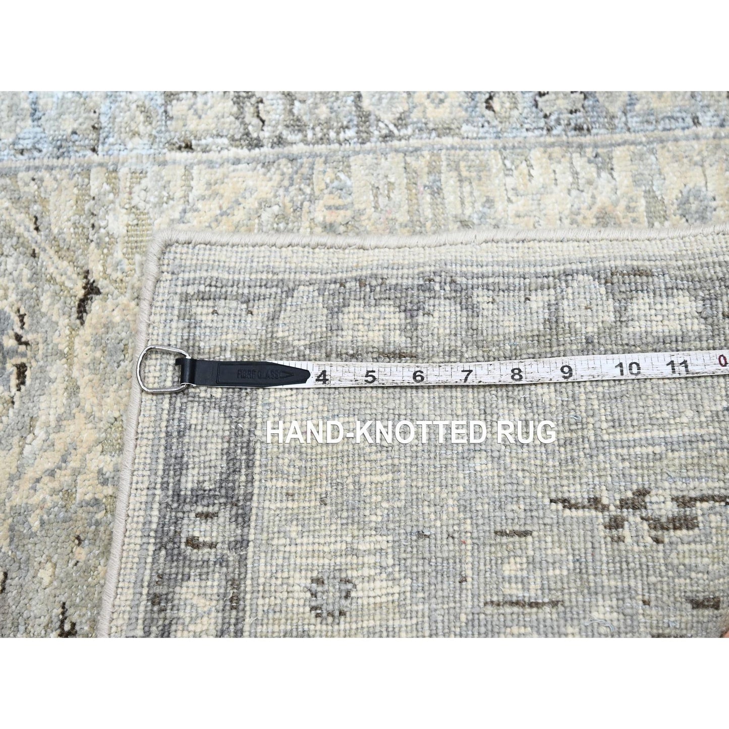 2'1"X3' Eggshell White, Hand Knotted, Pure Silk And Wool Oushak Mat Rug