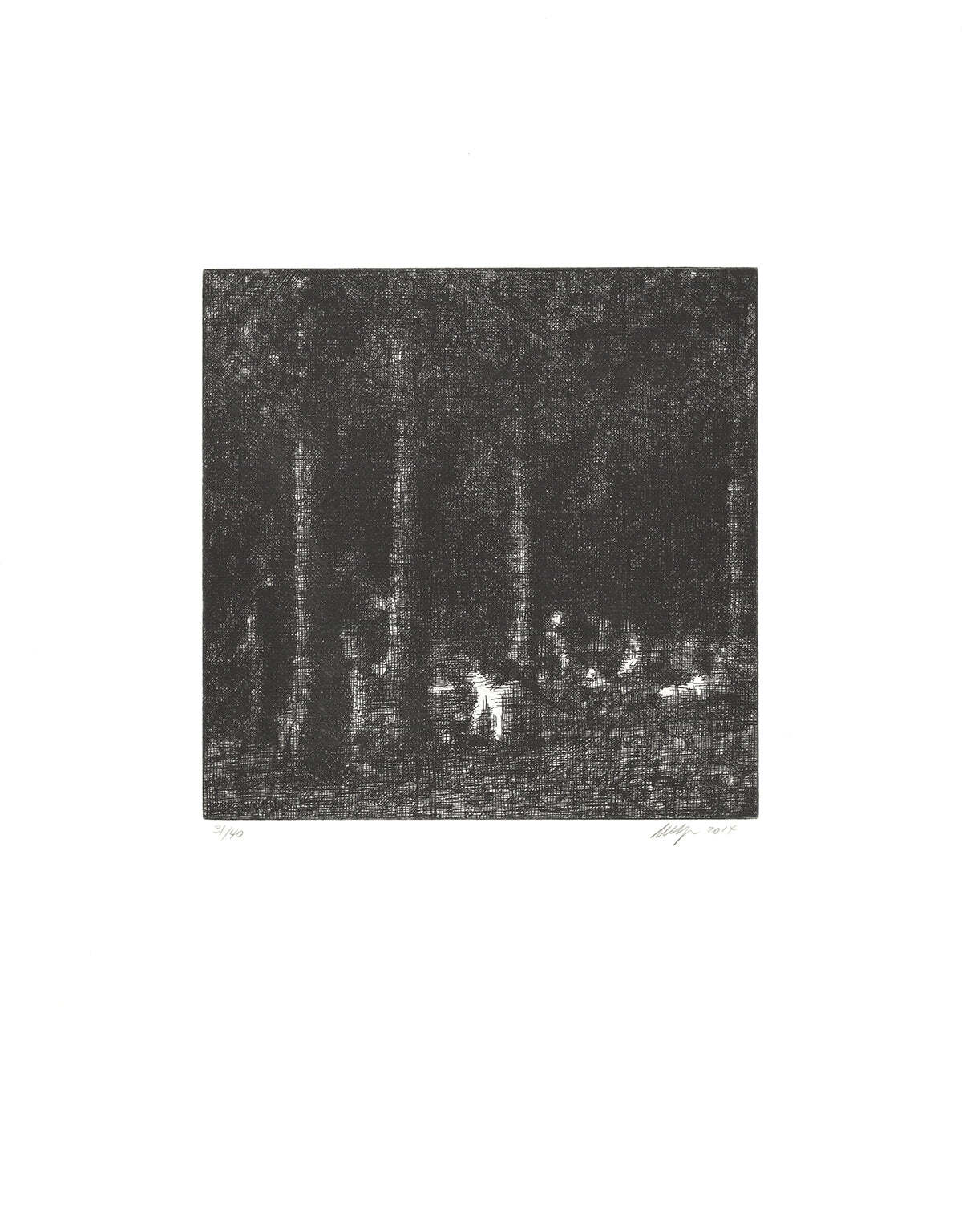 Wayne Gonzales Forest Signed " Etching Contemporary Black & White