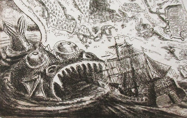 Jiri Havlicek "Beda Wunderland" 1978 Etching E.A. Signed Surrealist Czech Art