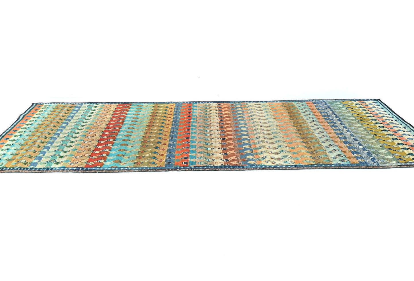 Multicolored Semi-Antique Tribal Oriental Runner