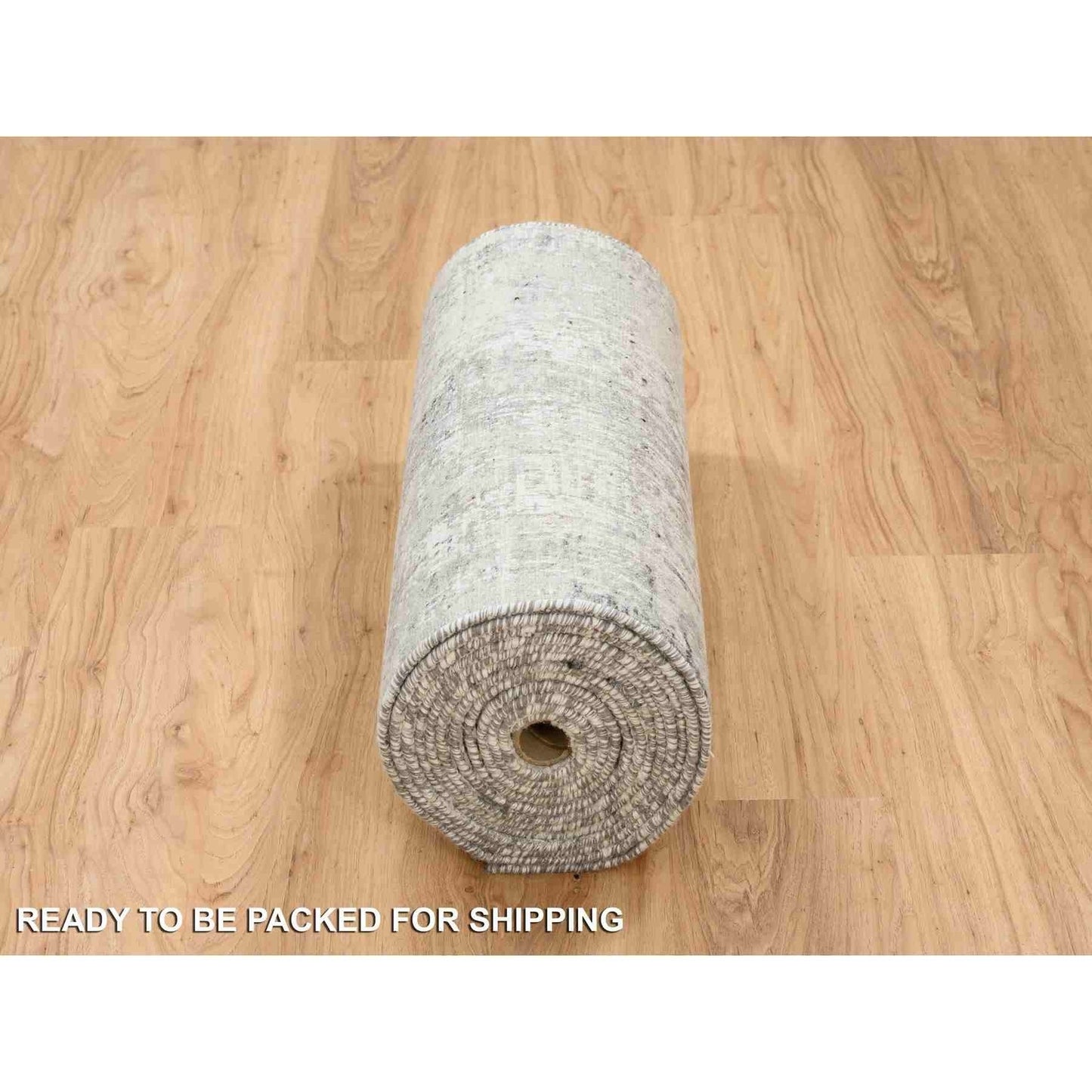 2'6"X20' Gray Modern Hand Knotted Undyed Natural Wool Runner Oriental Rug