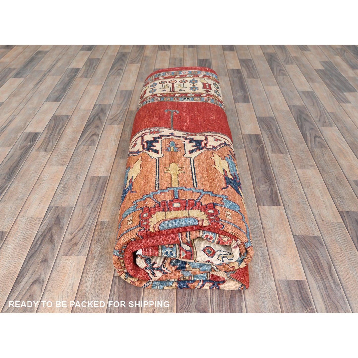 9'X12' Rich Red Medallion Design Natural Wool Hand Knotted Oriental Rug