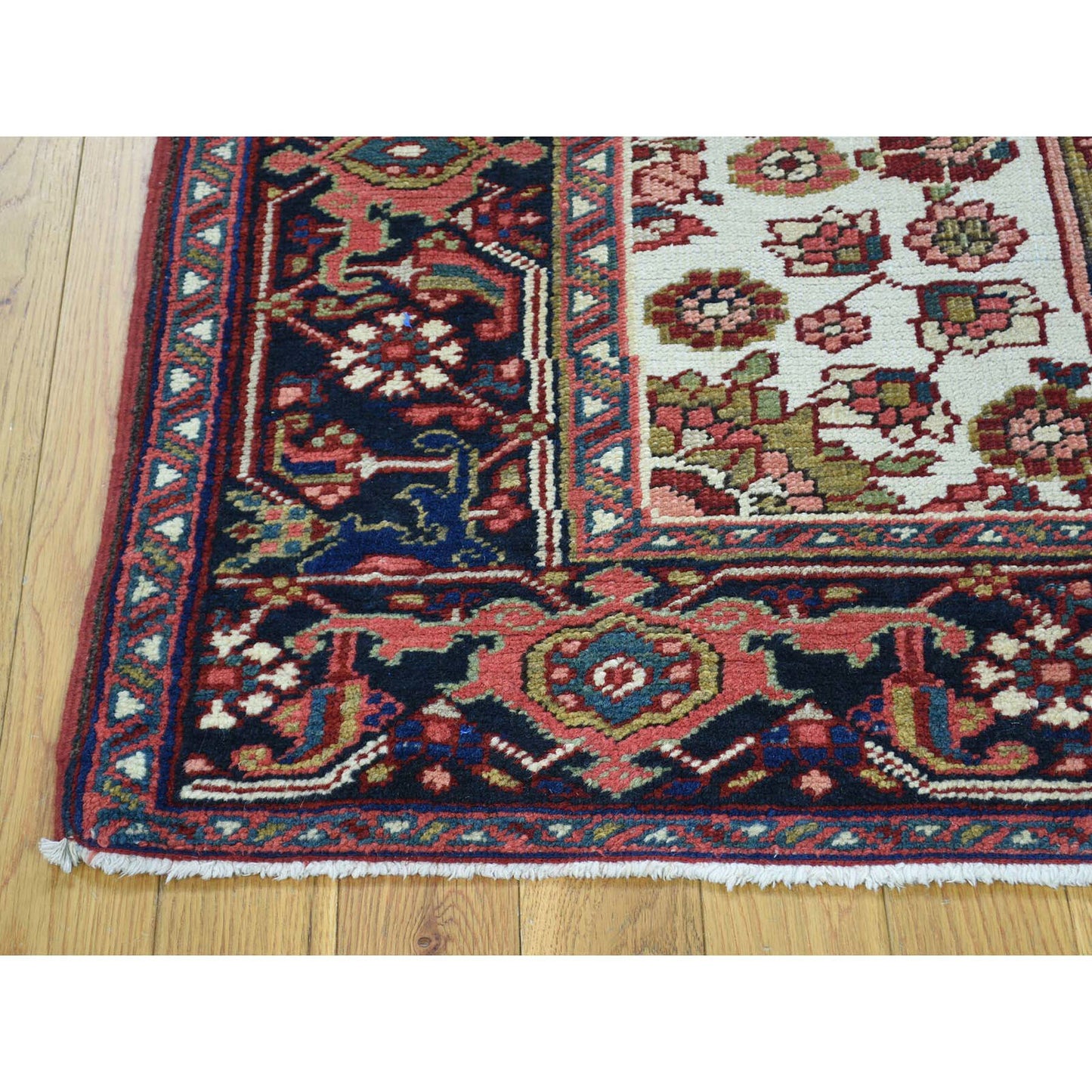 4'6"X6'4" Green Hand-Knotted Antique Heris Mint Cond Wool Oriental Rug