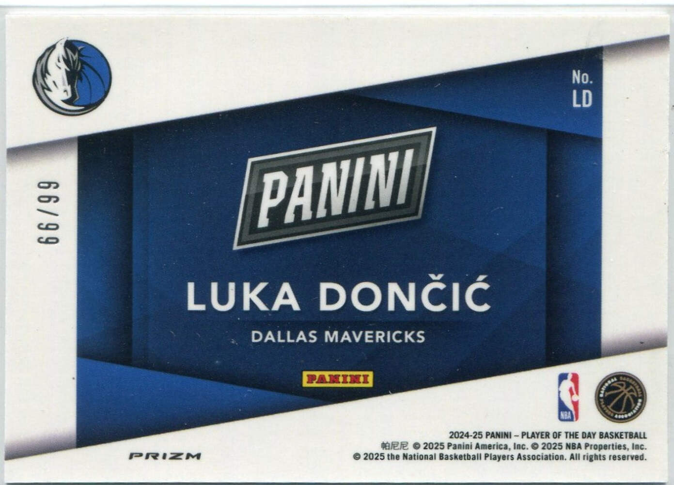 Luka Doncic 2024 - 2025 Panini Player Of The Day Prizm Card #Ld 66/99