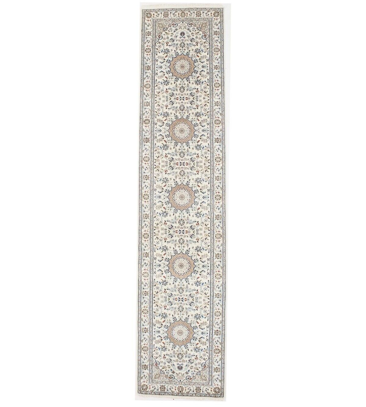 Handmade Indo-Nain Runner Rug Classic Floral