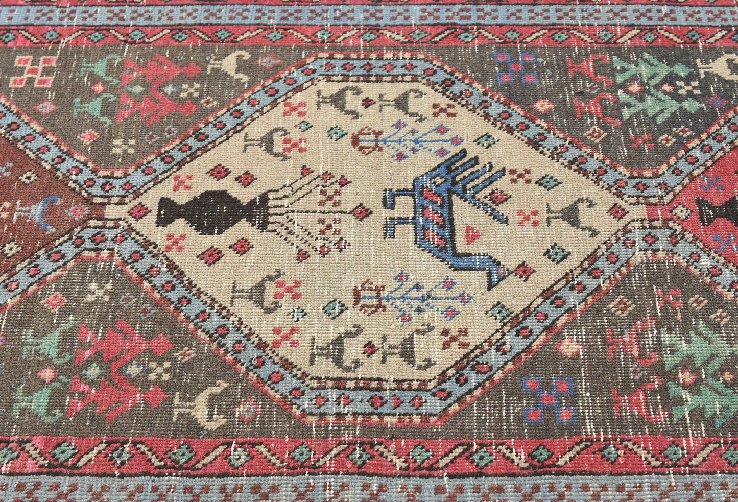 Vintage Oriental Runner Rug Tribal Farmho Hallway