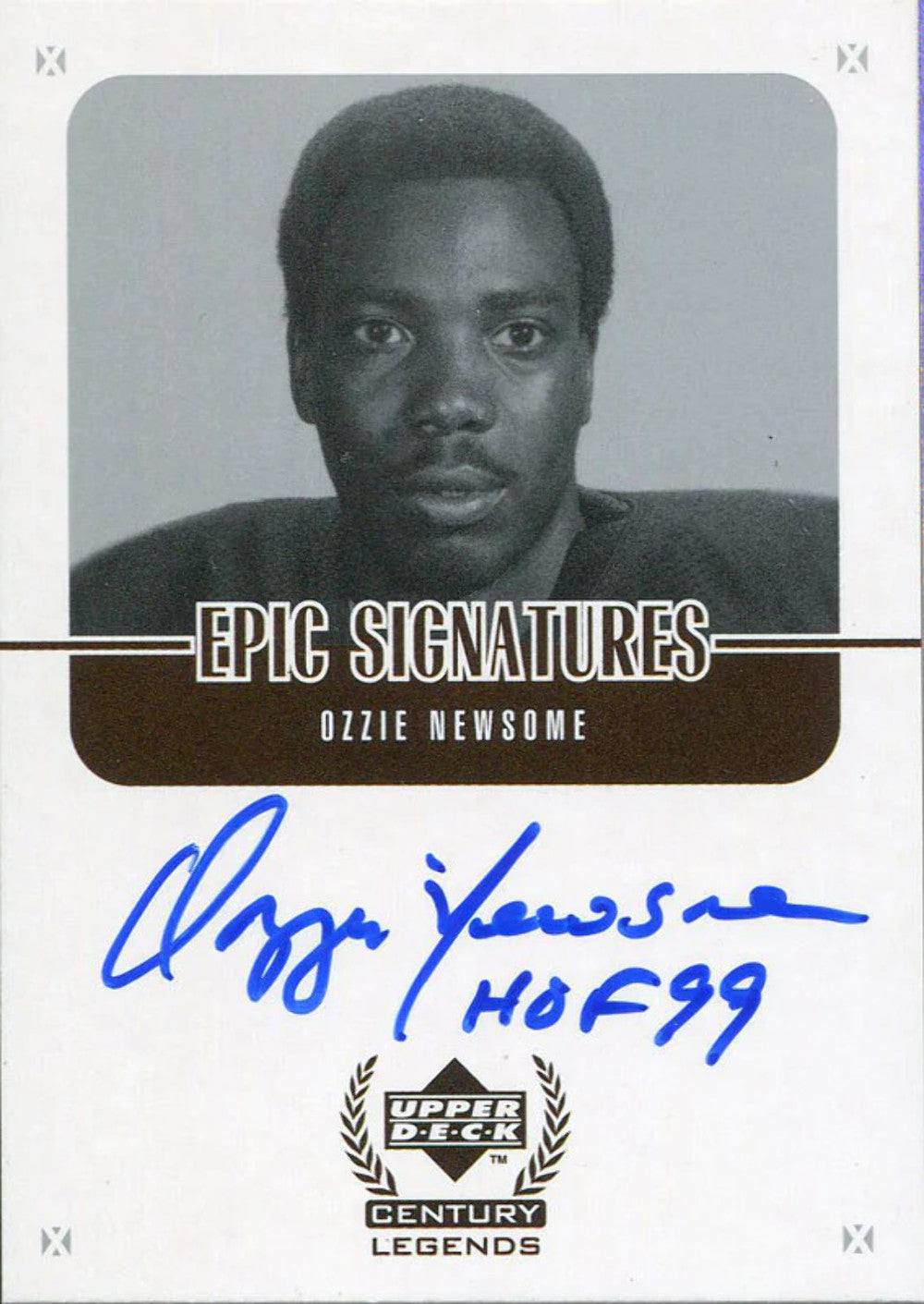 Ozzie Newsome Hof 99 Autographed 1999 Upper Deck Card