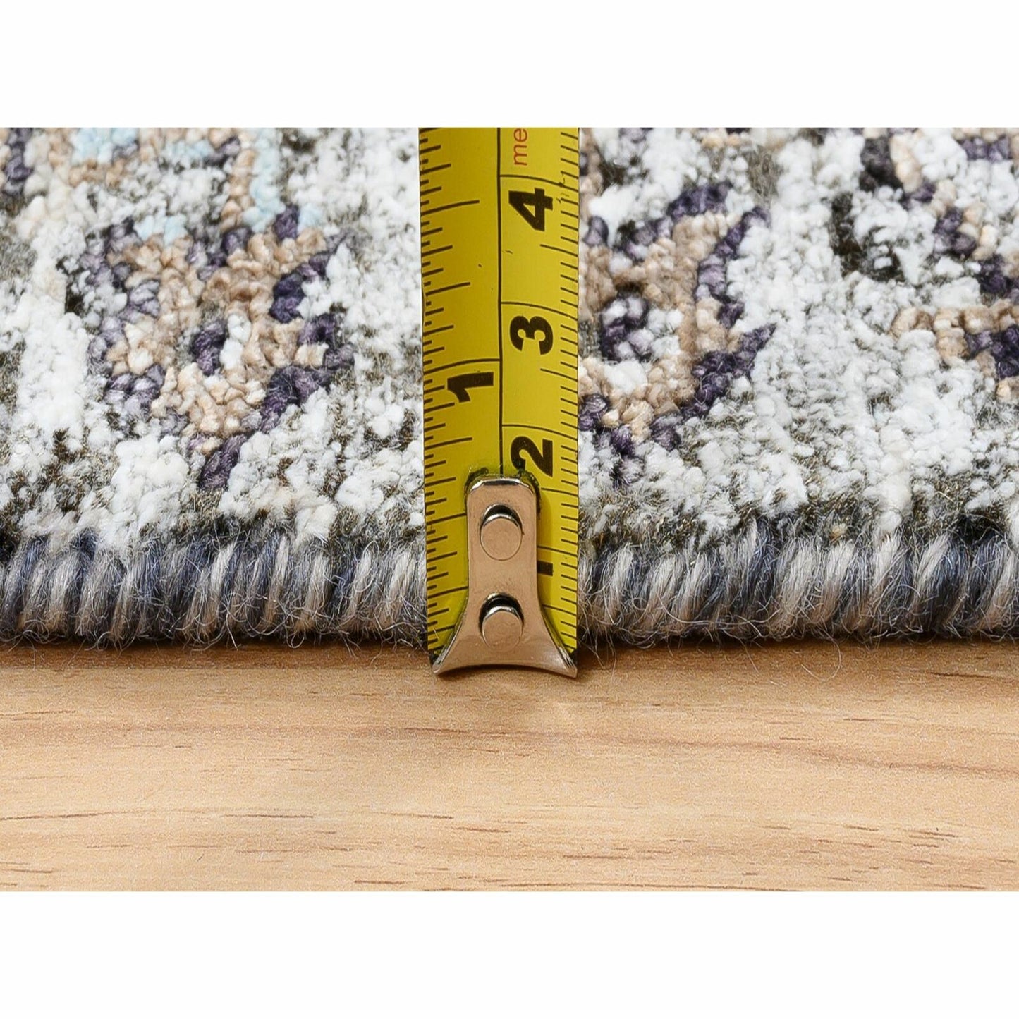 2'6"X16' Gray, Hand Knotted, Modern, Silk With Wool, Xl Runner, Rug