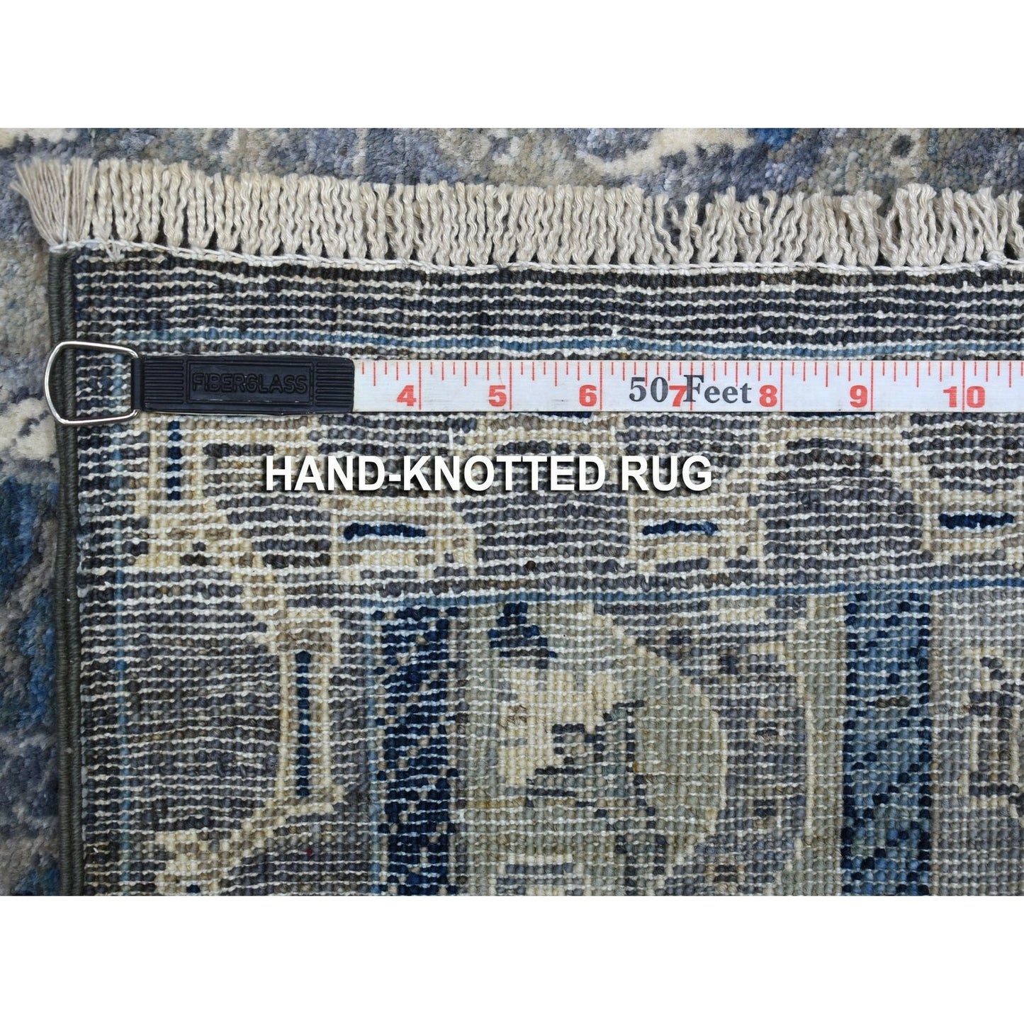 2'6"X9'7" Hand Knotted Gray Super Kazak With Shawl Design Wool Runner Rug
