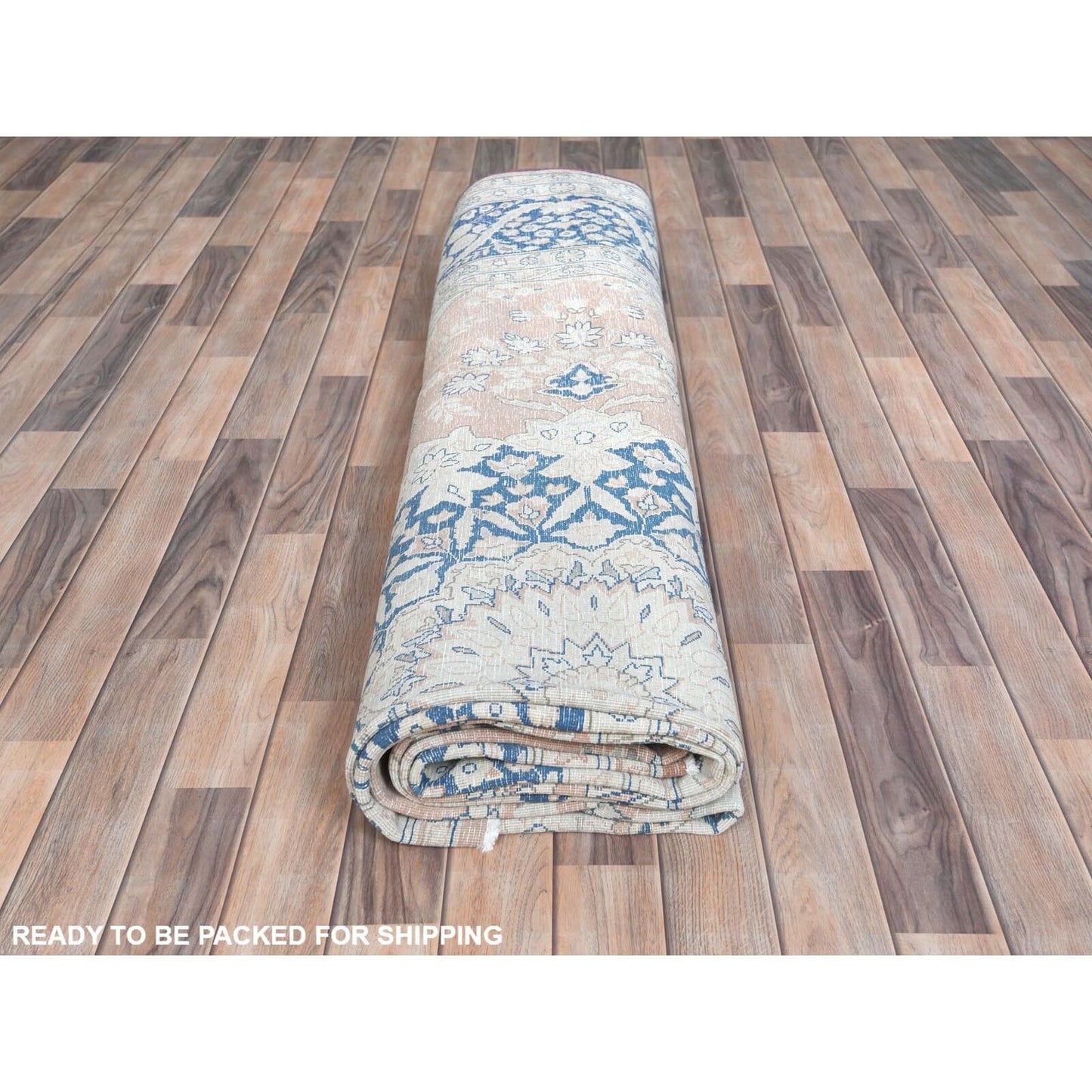 10'2"X13'4" Red Hand Knotted Worn Wool Distressed Look Old Farsian Rug