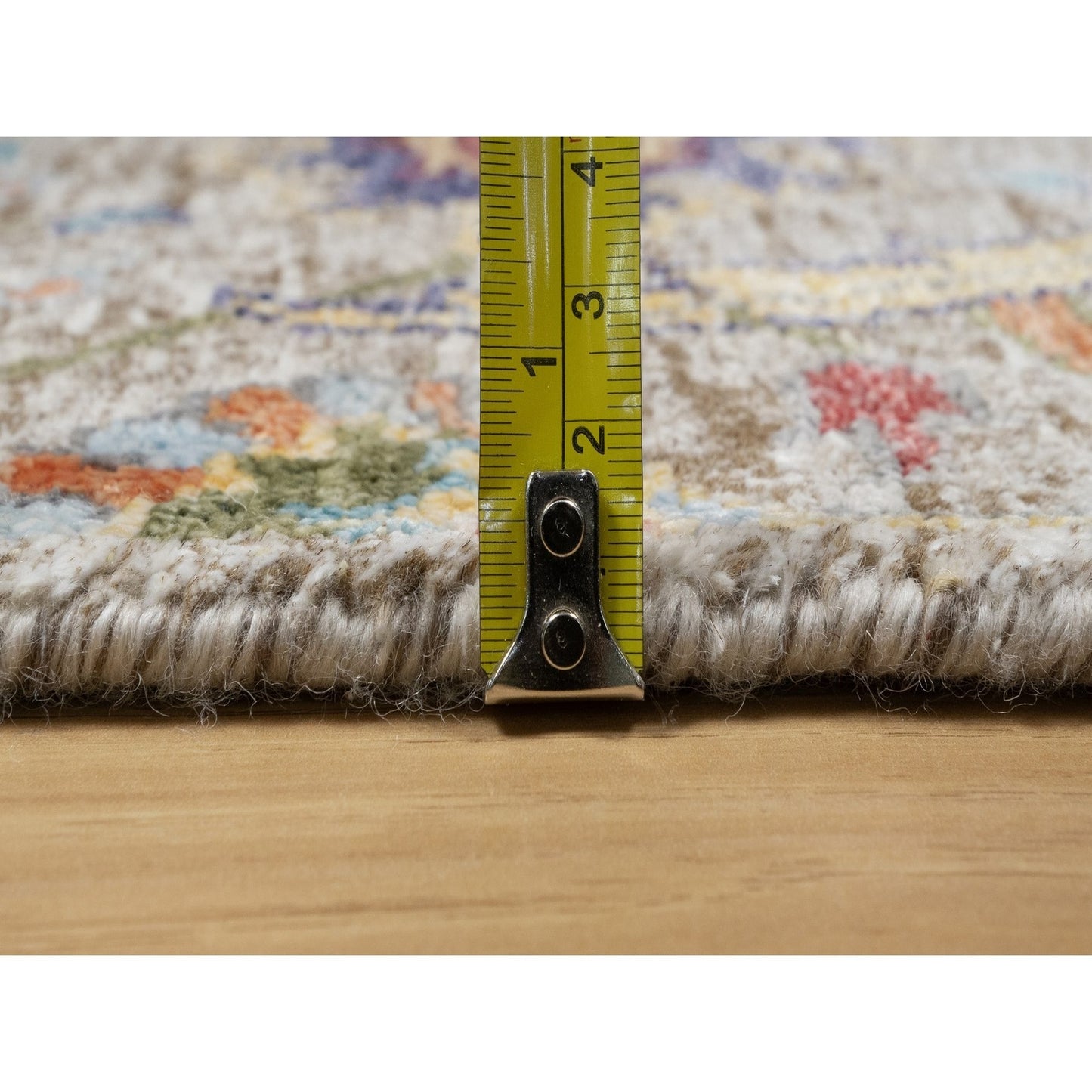 2'7"X22'1" Beige Hand Knotted Silk And Wool Sickle Leaf Xl Runner Rug