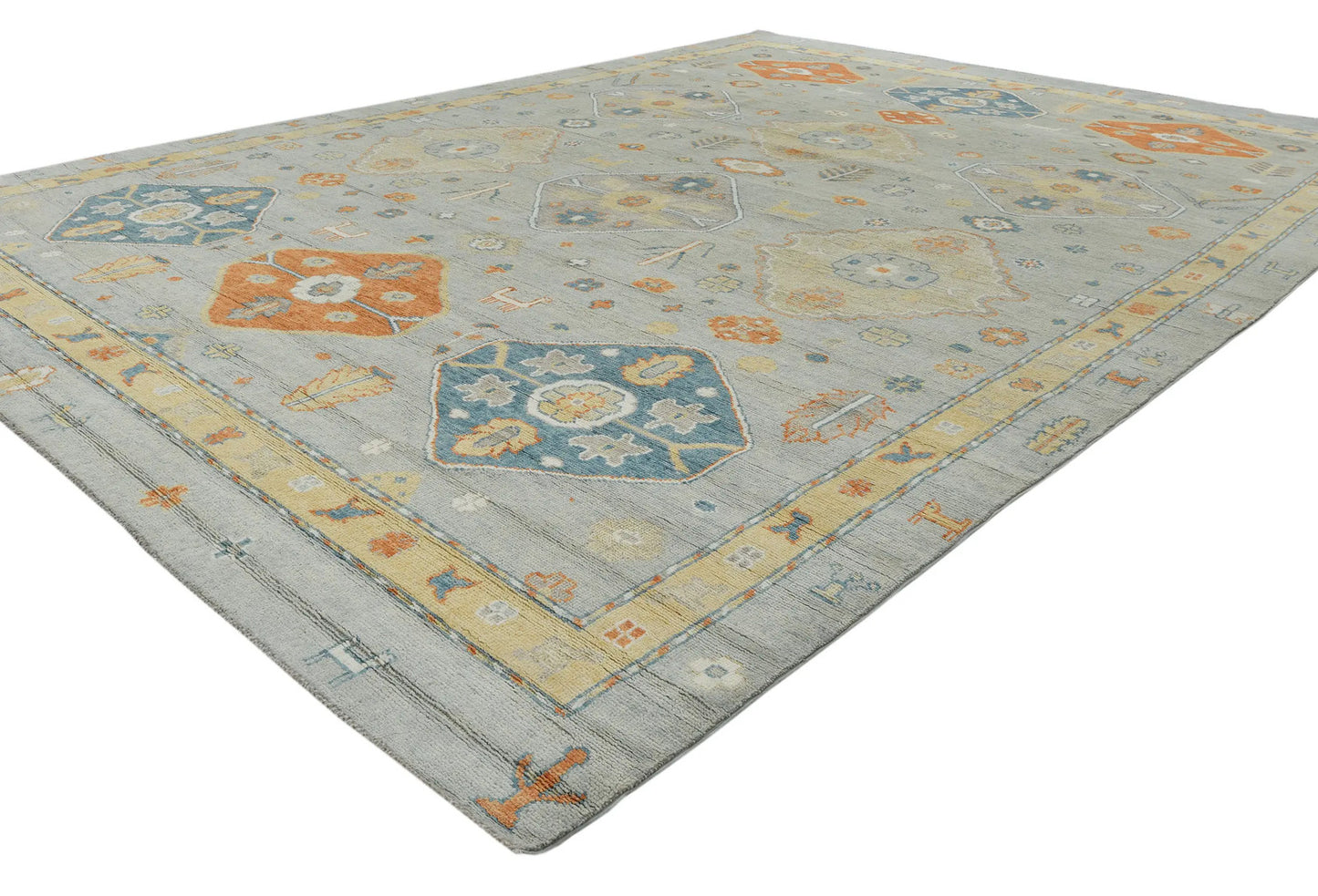 Handmade Oushak Pakistan Rug Muted Colors Floral