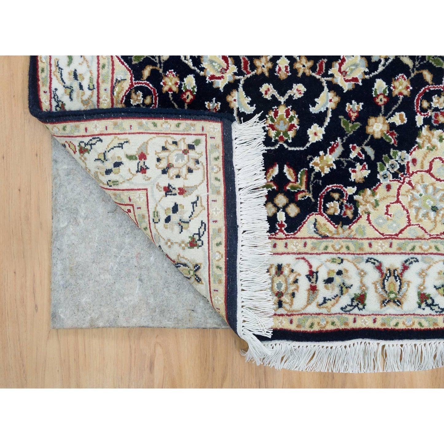 2'6"X8' Blue 250 Kpsi Soft Wool Hand Knotted Nain Design Runner Rug