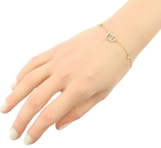 Gucci Bracelet Diamond Gg Running 17 Engraved 18K 750 Yellow Gold