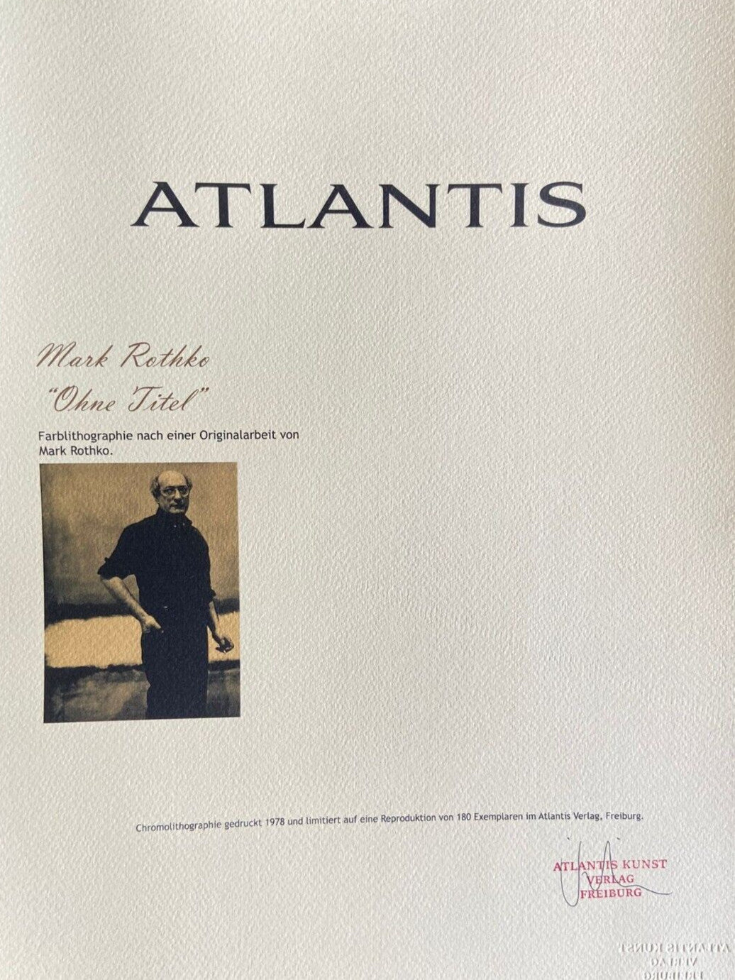 Mark Rothko Lithograph Coa Signed Op Numbered