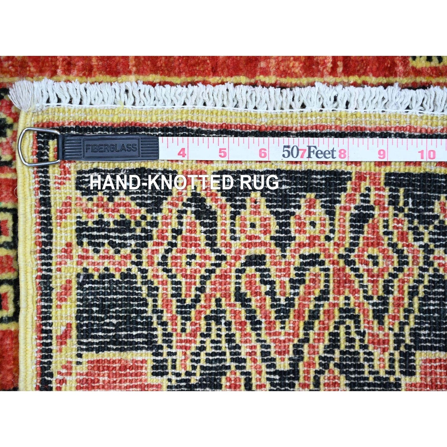 4'X9'10" Crimson Red Fine Peshawar Wool Hand Knotted Oriental Rug