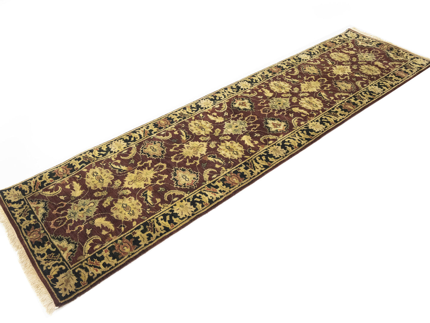 27X10 Ft Handmade Wool Oriental Runner Rug Agra
