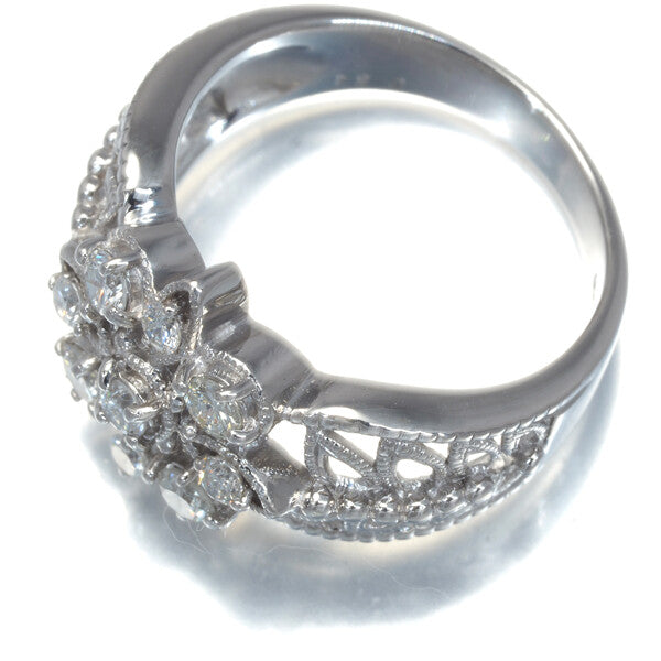 Diamond 0.54Ct Flower Milgrain Openwork Ring 900