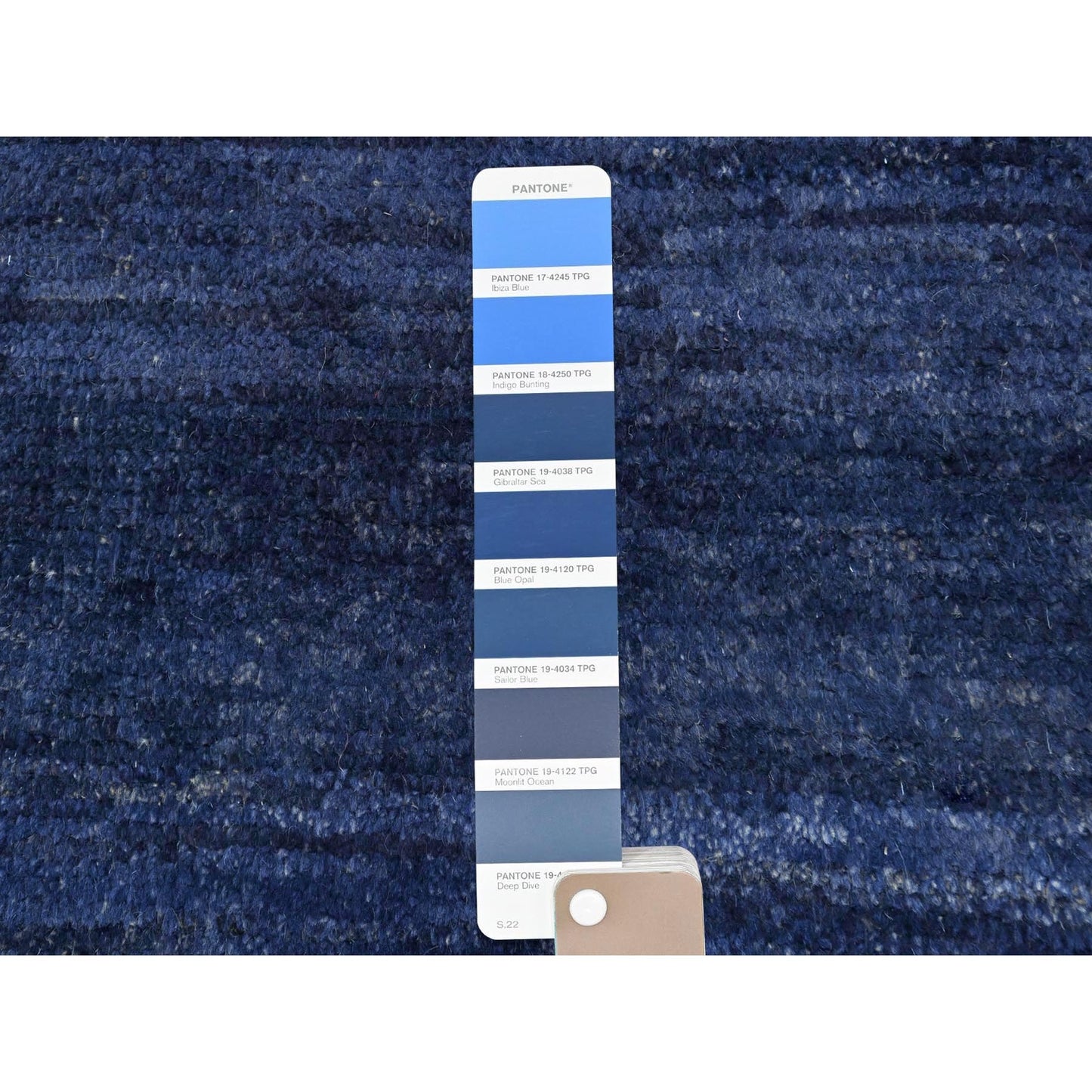 9'X12'5" Blue Hand Knotted Ben Ourain Moroccan Berber Soft Wool Rug