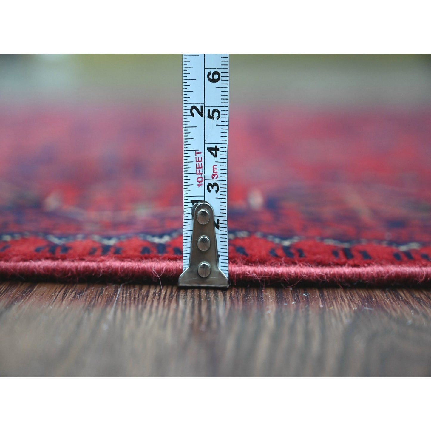 2'7"X9'5" Rich Red Afghan Khamyab Soft Wool Hand Knotted Runner Rug