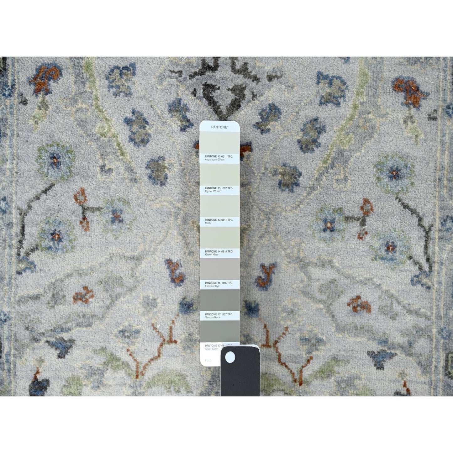 2'6"X11'9" Ivory Oushak With Floral Motifs Hand Knotted Wool Runner Rug