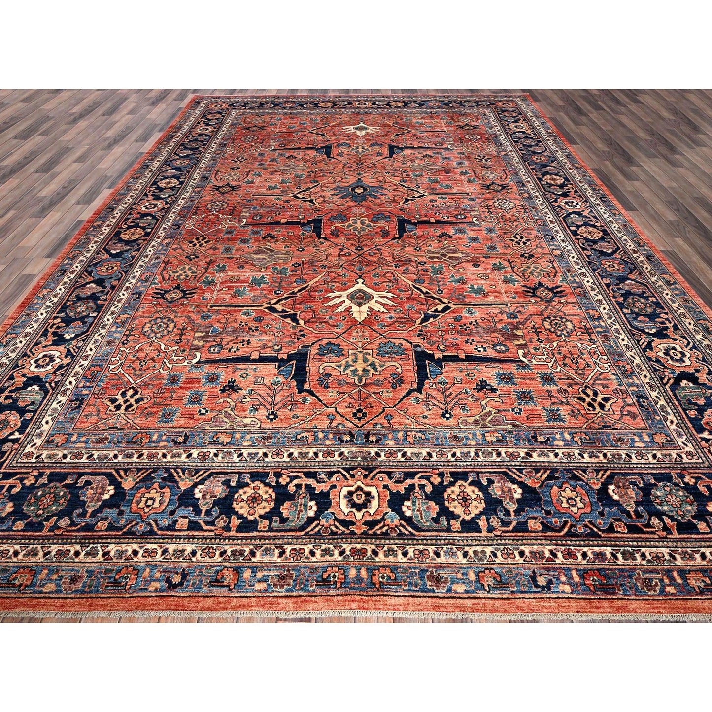 10'1"X13'10" Red Aryana Grade Bijar Garus Design All Wool Hand Knotted Rug