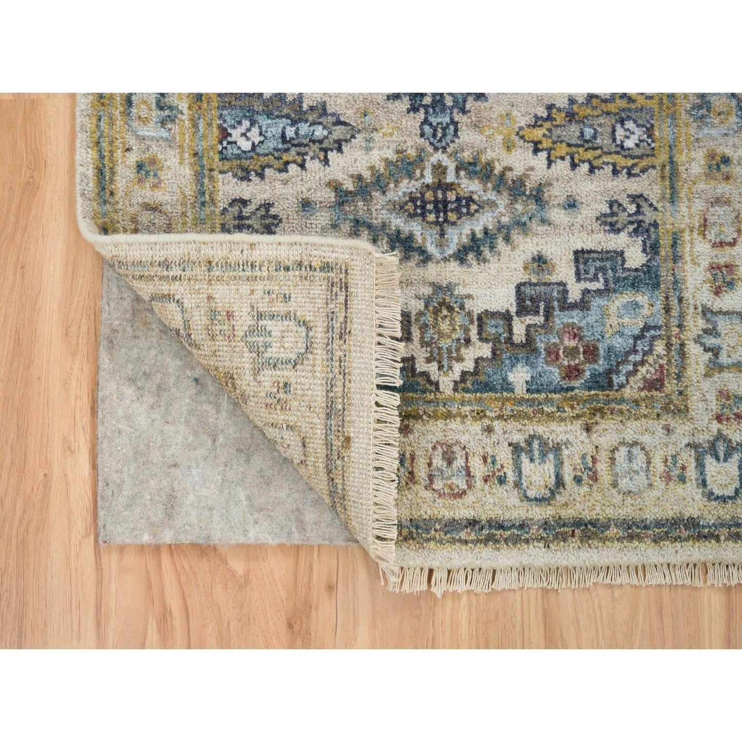 2'7"X11'10" Ivory Hand Knotted Reimagined Viss Design Runner Oriental Rug