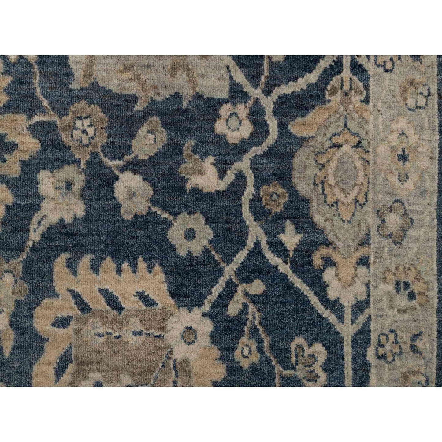 2'X3'1" Navy Blue Oushak Design Wool Hand Knotted Fragment Sample Rug
