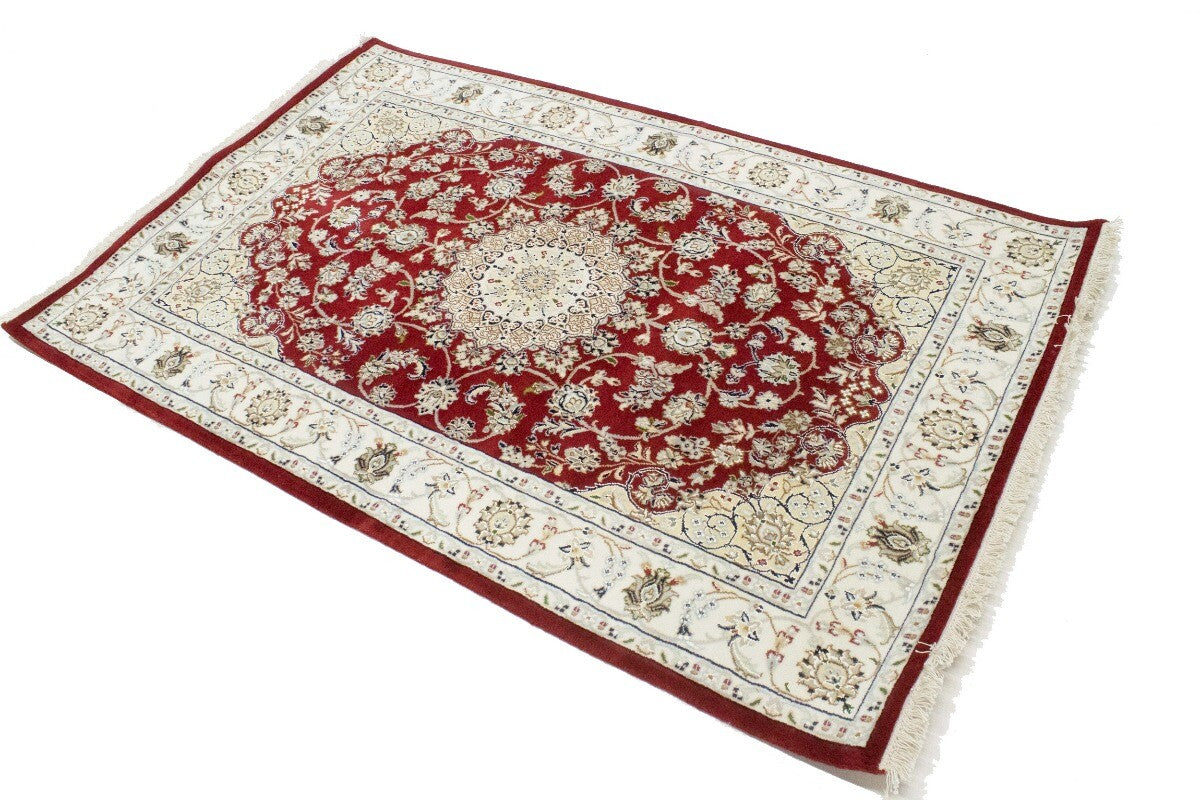 4X6 Ft Handmade Indo-Nain Oriental Rug Classic