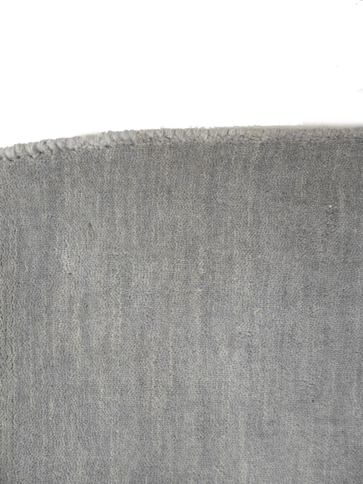 Gray Solid Hand-Loomed 6X6 Gabbeh Wool Round Rug