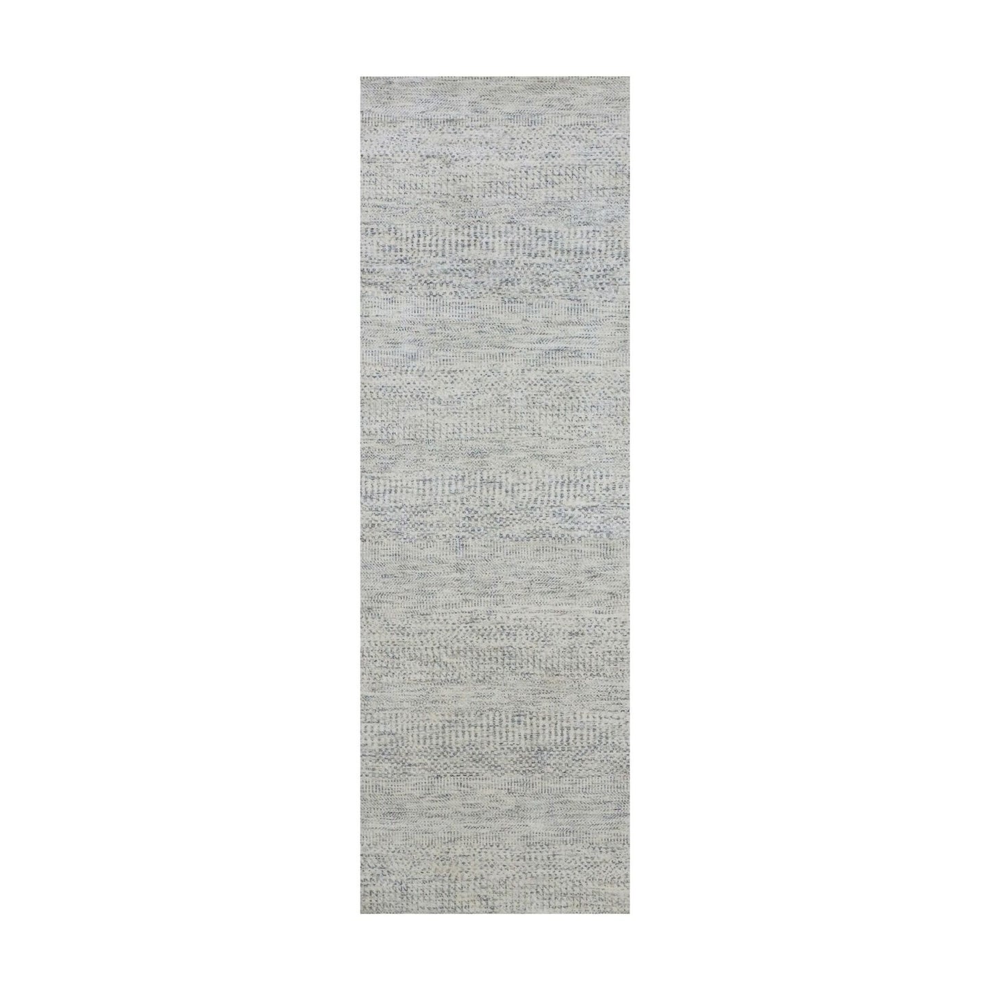 2'6"X8' Repose Gray Hand Knotted Undyed Wool Grass Design Runner Rug