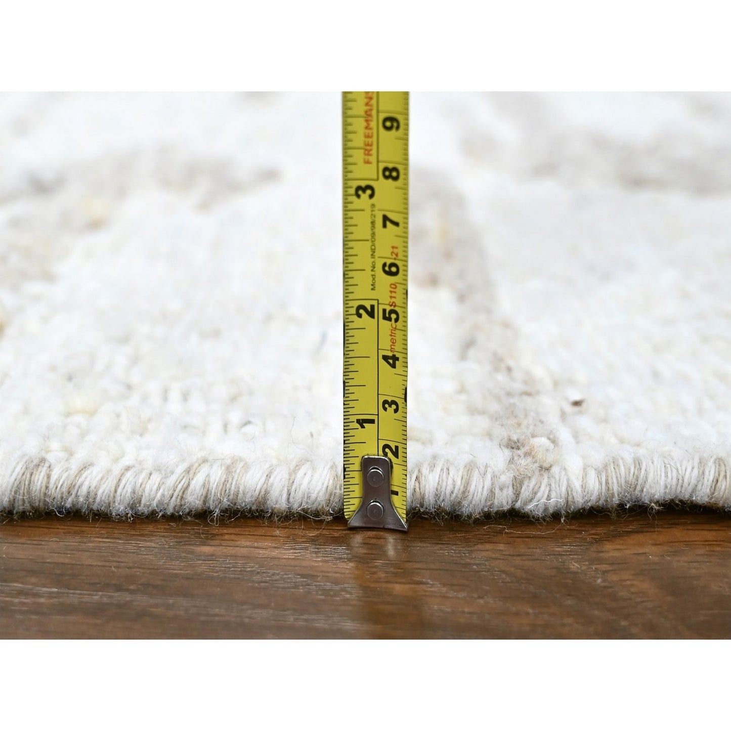 12'X14'10" Ivory Minimalist Swedish Design Hand Knotted Pure Wool Xl Rug