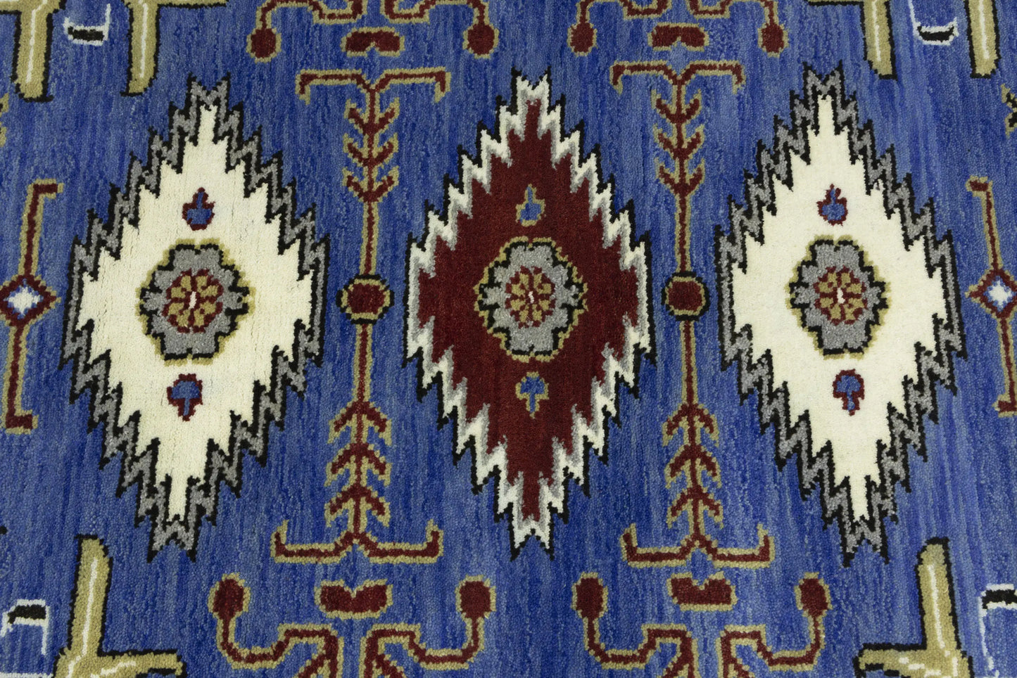 Hand-Knotted Kazak Oriental Rug 4X6 Ft Blue