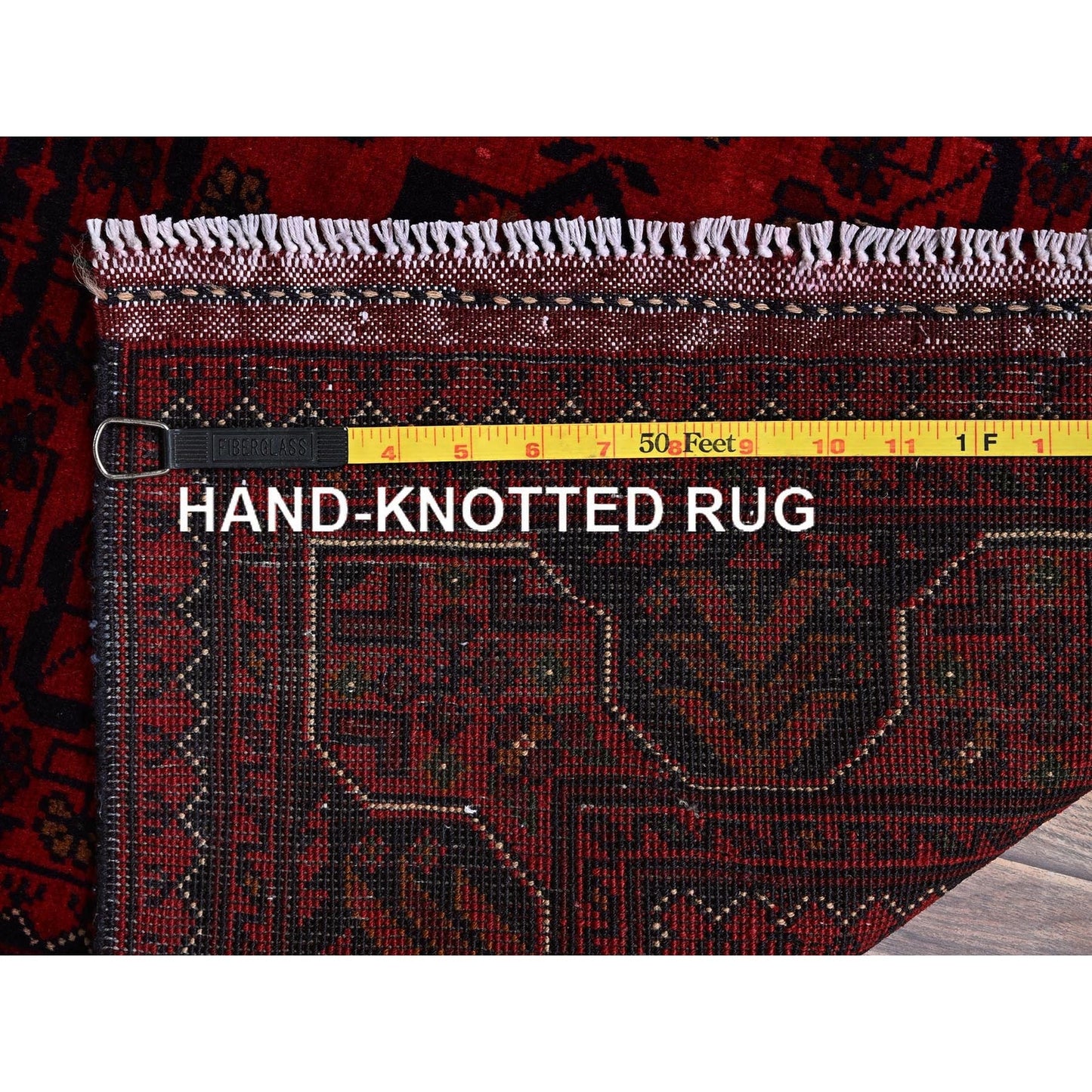 2'9"X3'10" Red Hand Knotted Afghan Khamyab Tribal Design Wool Sample Rug